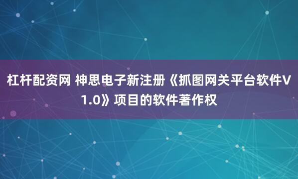 杠杆配资网 神思电子新注册《抓图网关平台软件V1.0》项目的软件著作权